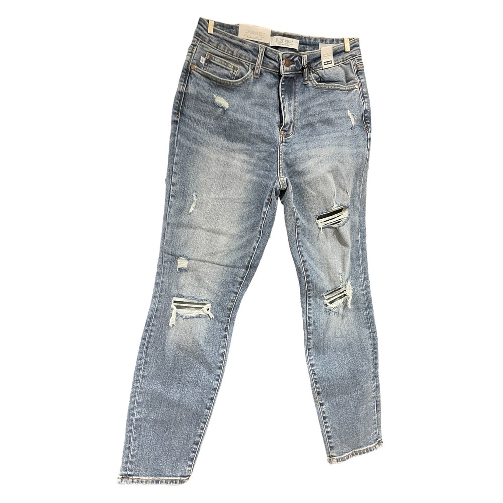 Judy Blue JB88372 Light Wash High Rise Distressed Slim Fit Women's Jeans